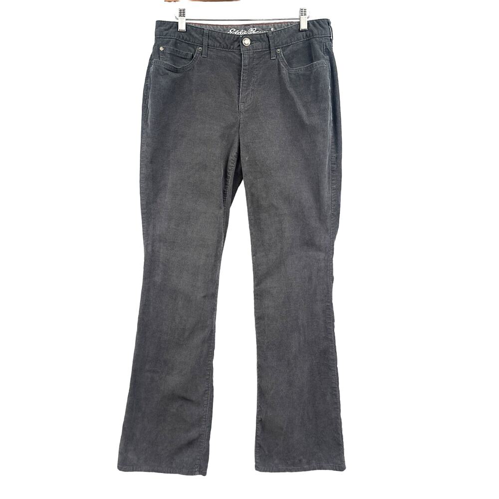 Eddie Bauer Corduroy Pants Women 8 Gray Curvy Bootcut Retro Outdoor School Basic